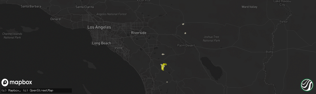 Hail map in Hemet, CA on September 24, 2021