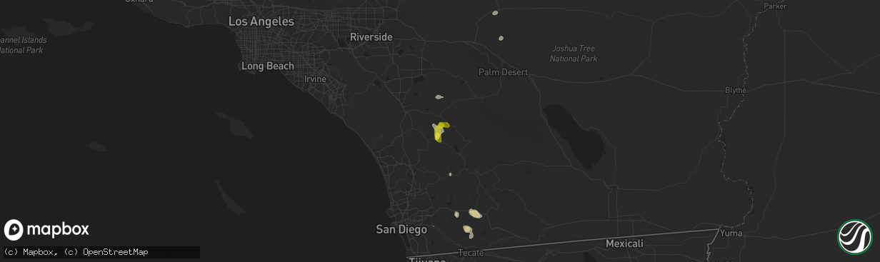 Hail map in Palomar Mountain, CA on September 24, 2021