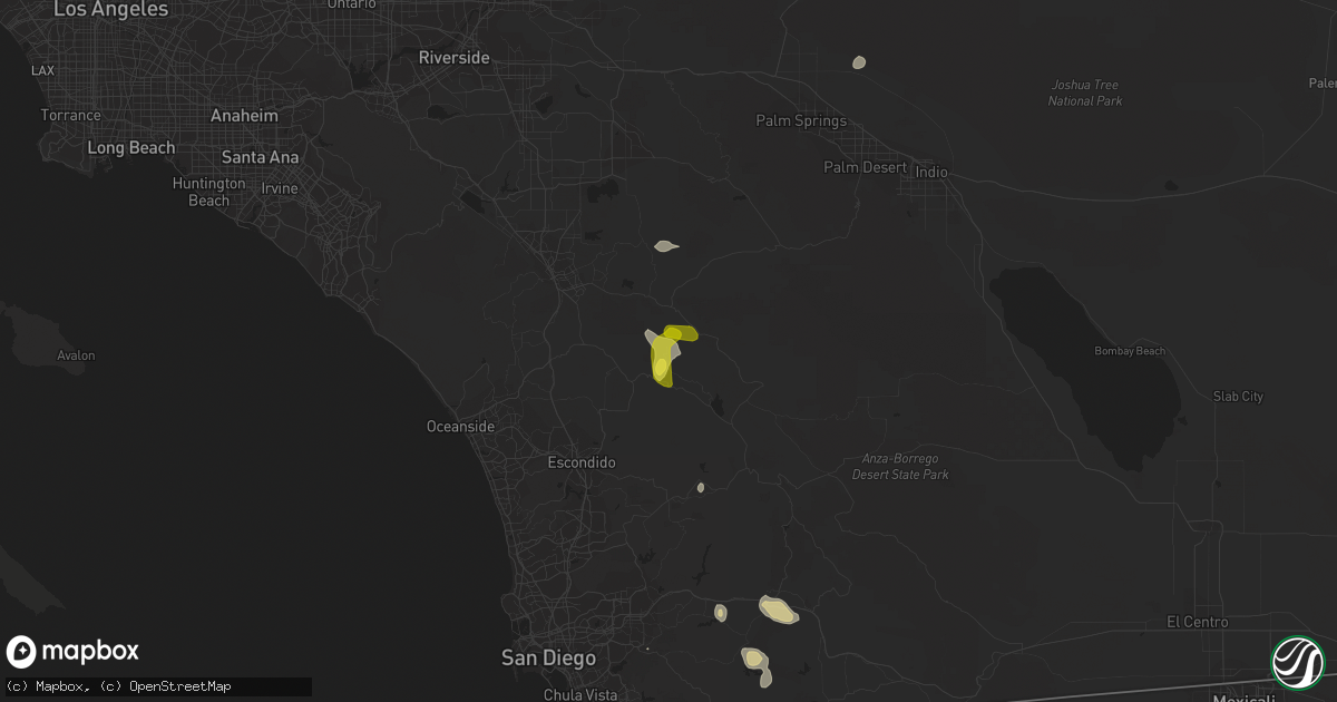 Hail map in Palomar Mountain, CA on September 24, 2021