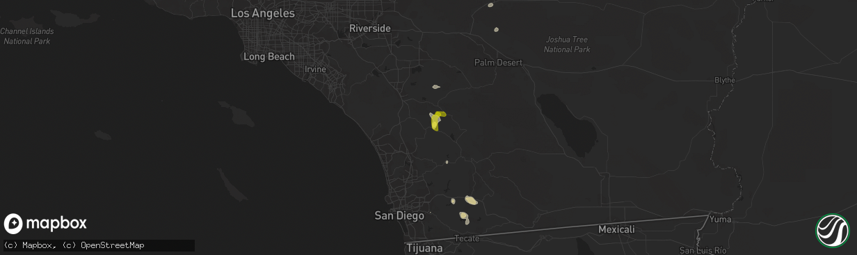 Hail map in Pauma Valley, CA on September 24, 2021