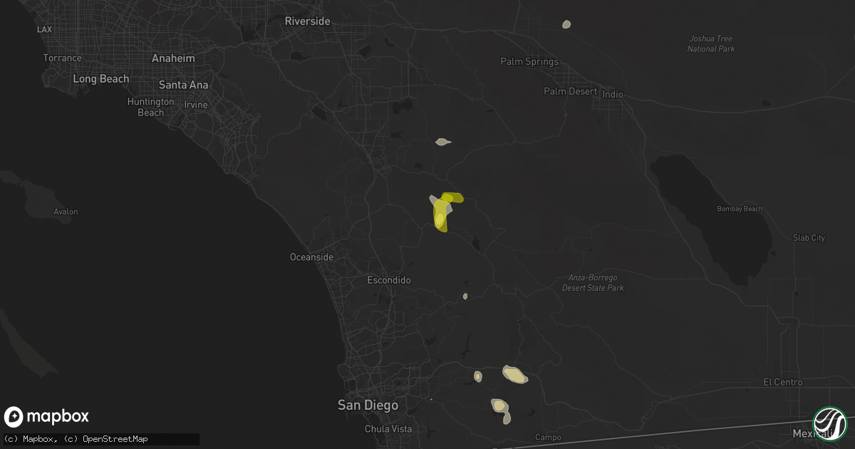 Hail map in Pauma Valley, CA on September 24, 2021