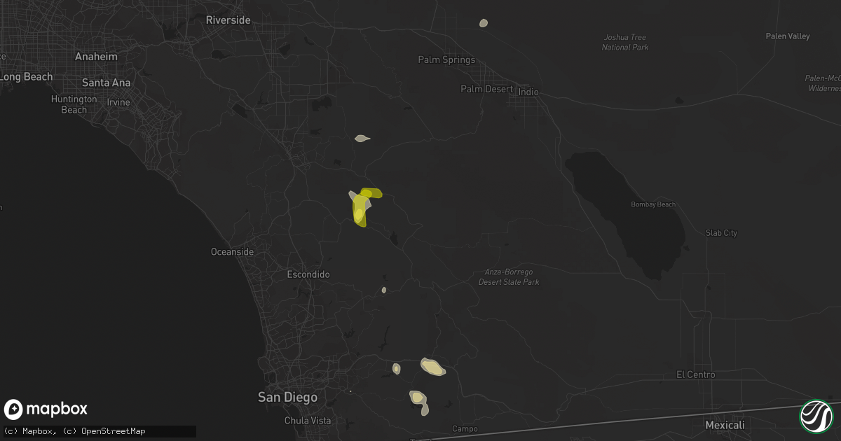 Hail map in Warner Springs, CA on September 24, 2021