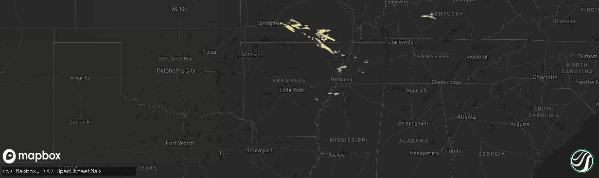 Hail map in Arkansas on September 24, 2022