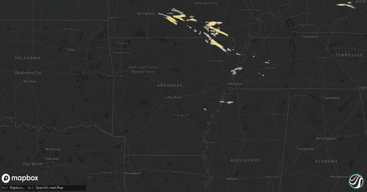 Hail map in Arkansas on September 24, 2022