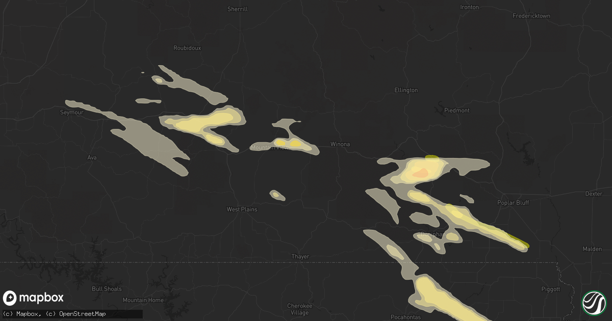 Hail map in Birch Tree, MO on September 24, 2022