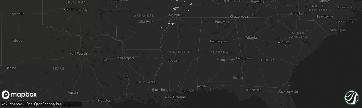 Hail map in Mississippi on September 24, 2022