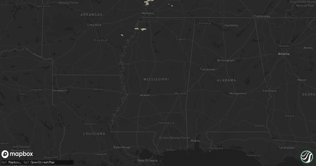 Hail map in Mississippi on September 24, 2022