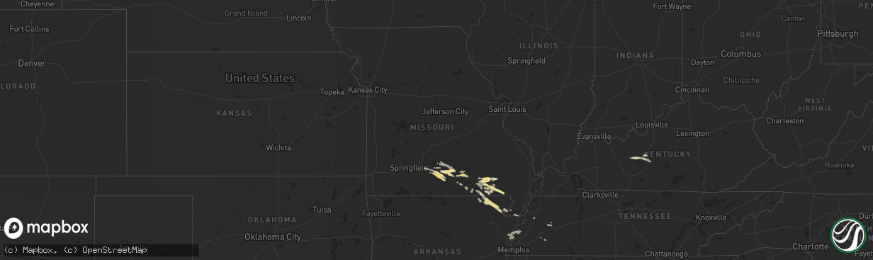 Hail map in Missouri on September 24, 2022