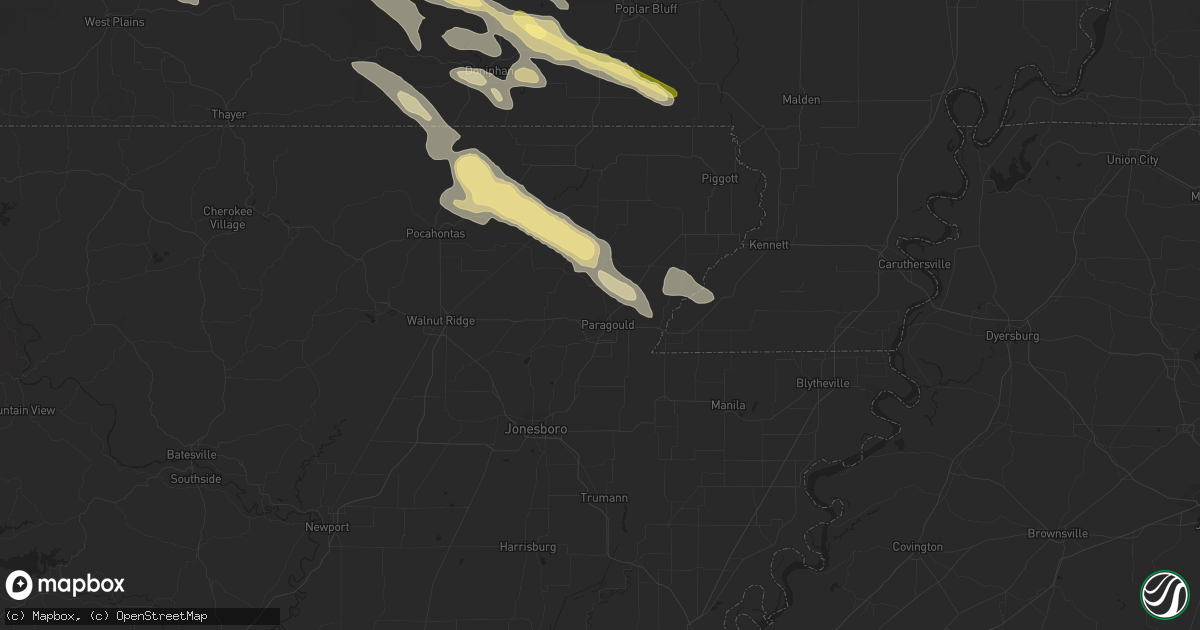 Hail map in Paragould, AR on September 24, 2022