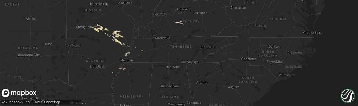 Hail map in Tennessee on September 24, 2022