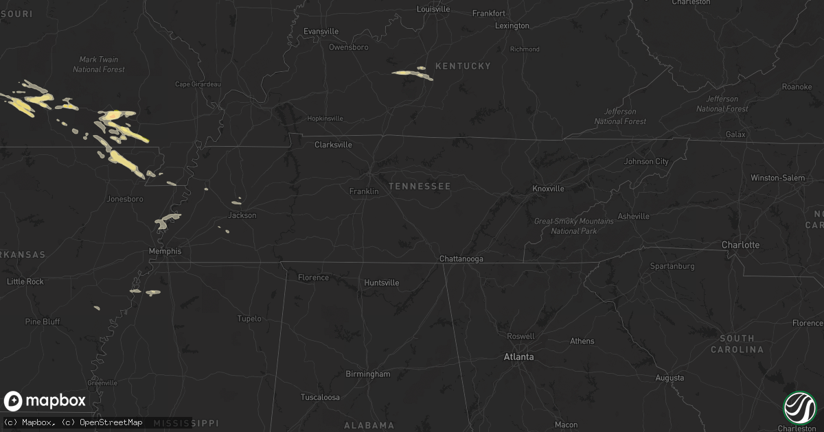 Hail map in Tennessee on September 24, 2022