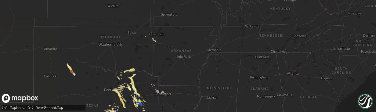 Hail map in Arkansas on September 24, 2023