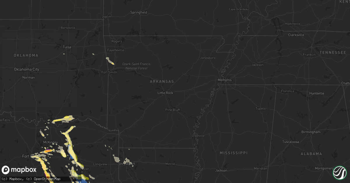 Hail map in Arkansas on September 24, 2023