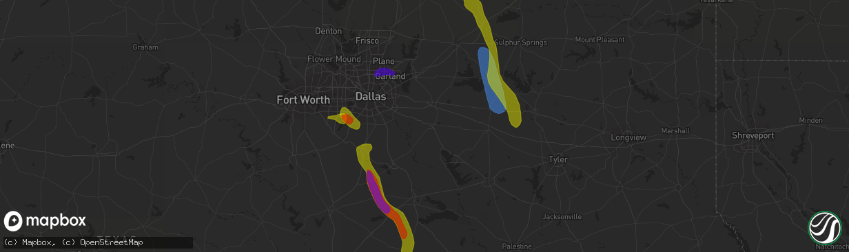 Hail map in Emory, TX on September 24, 2023