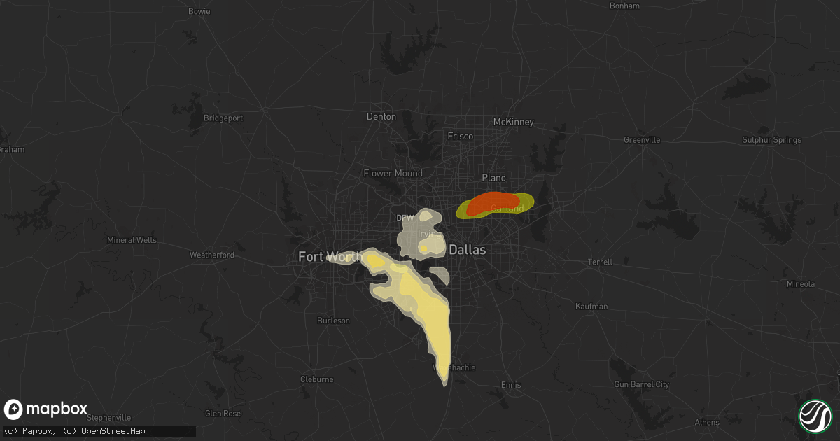 Hail map in Irving, TX on September 24, 2023