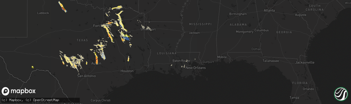 Hail map in Louisiana on September 24, 2023