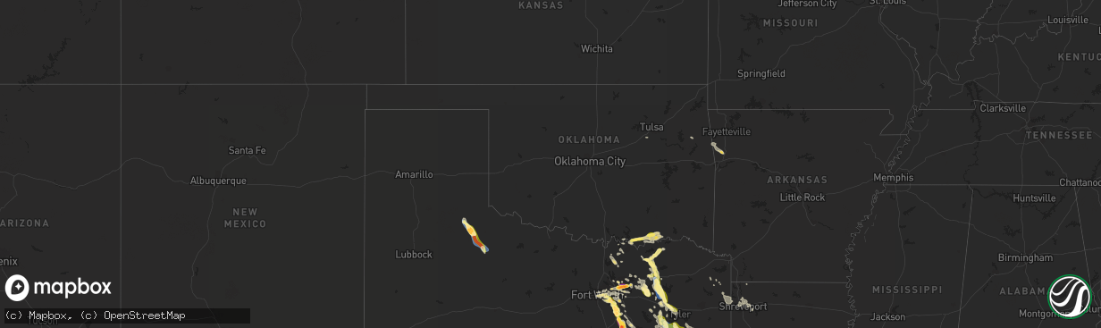 Hail map in Oklahoma on September 24, 2023
