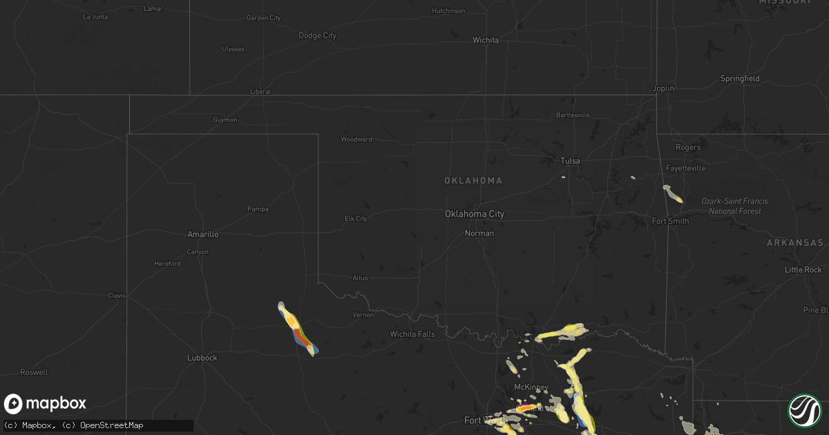 Hail map in Oklahoma on September 24, 2023