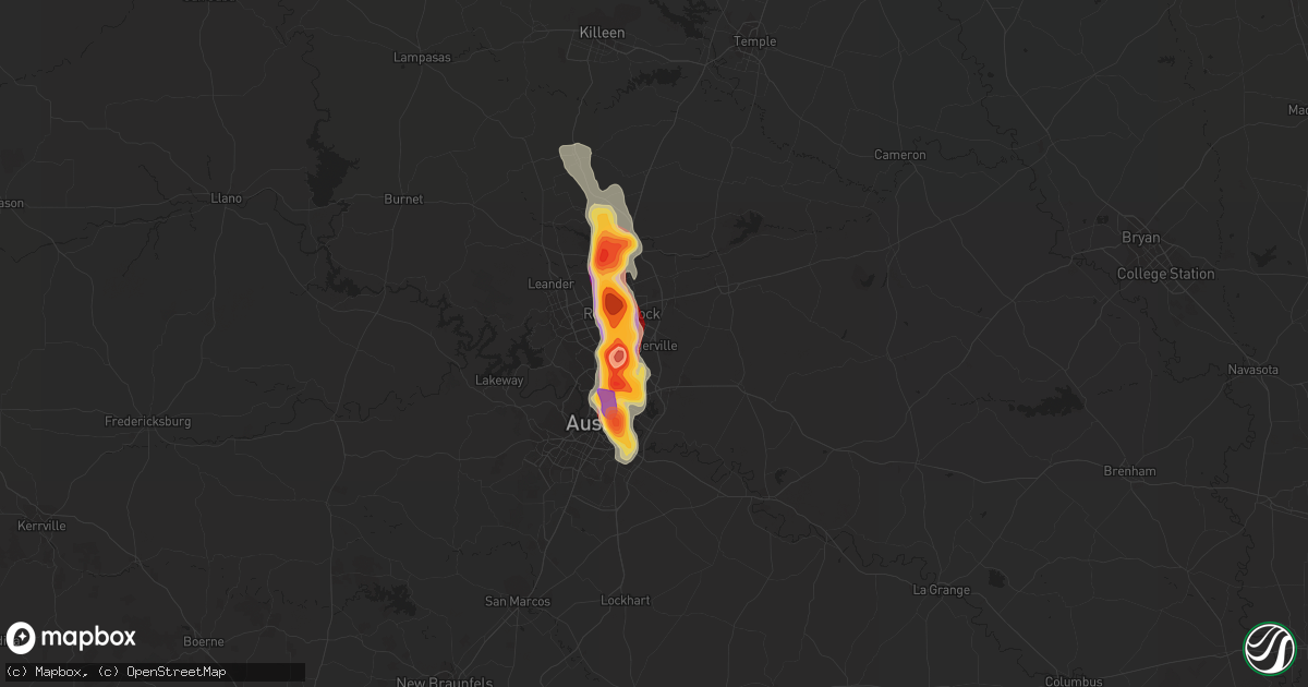 Hail map in Pflugerville, TX on September 24, 2023