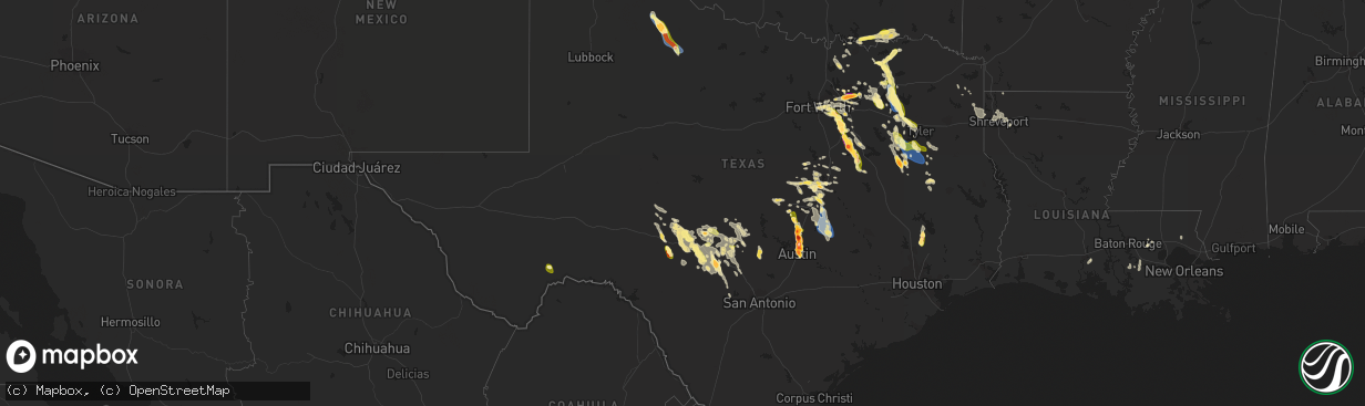 Hail map in Texas on September 24, 2023