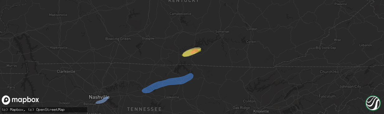 Hail map in Albany, KY on September 24, 2024