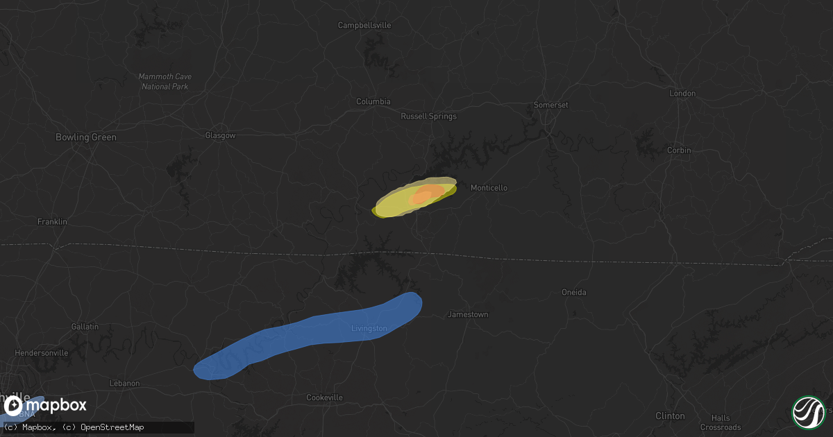 Hail map in Albany, KY on September 24, 2024
