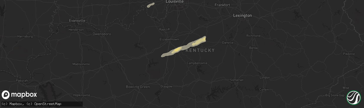 Hail map in Buffalo, KY on September 24, 2024