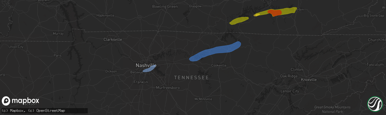 Hail map in Carthage, TN on September 24, 2024