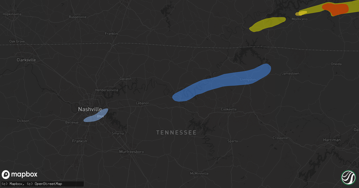 Hail map in Carthage, TN on September 24, 2024