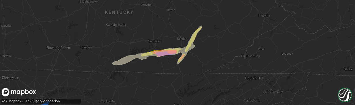 Hail map in Corbin, KY on September 24, 2024