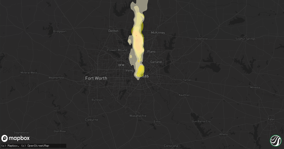 Hail map in Dallas, TX on September 24, 2024