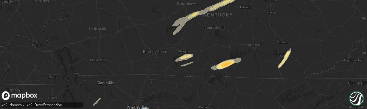 Hail map in Glasgow, KY on September 24, 2024