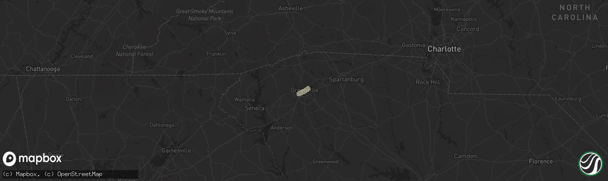 Hail map in Greenville, SC on September 24, 2024