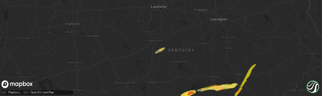 Hail map in Hodgenville, KY on September 24, 2024