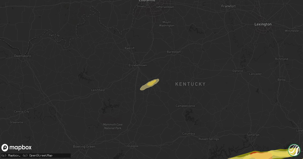 Hail map in Hodgenville, KY on September 24, 2024