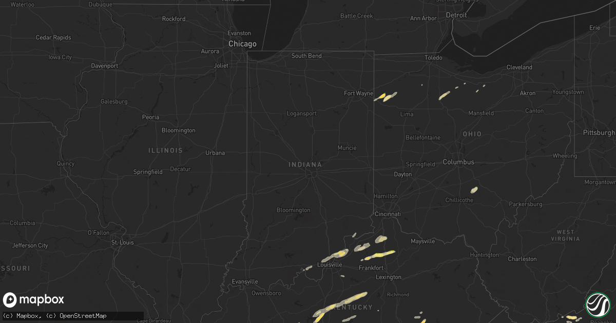 Hail map in Indiana on September 24, 2024
