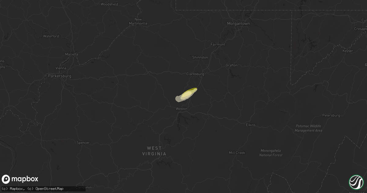 Hail map in Jane Lew, WV on September 24, 2024