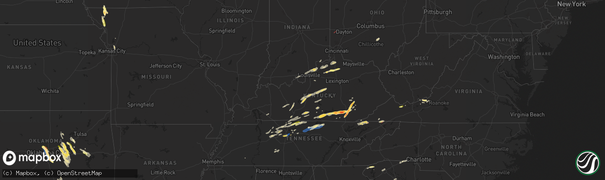 Hail map in Kentucky on September 24, 2024