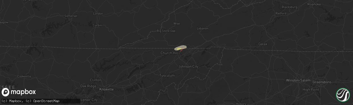 Hail map in Kingsport, TN on September 24, 2024