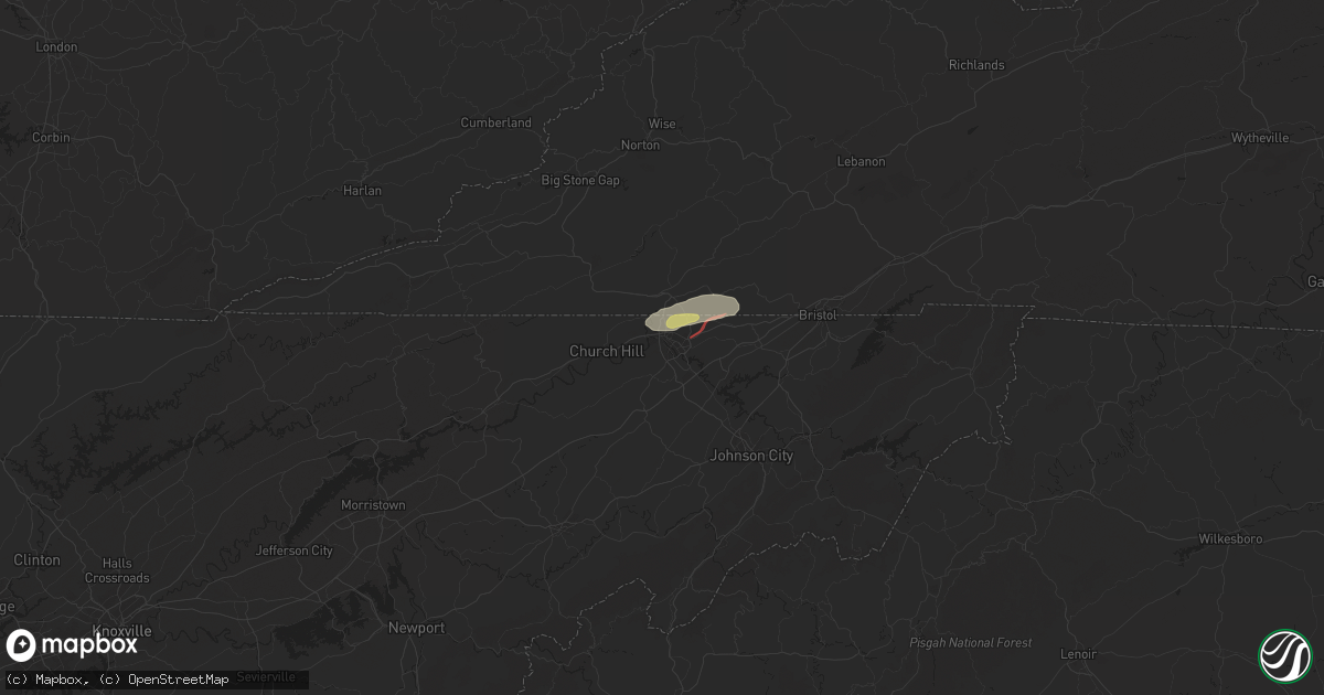 Hail map in Kingsport, TN on September 24, 2024