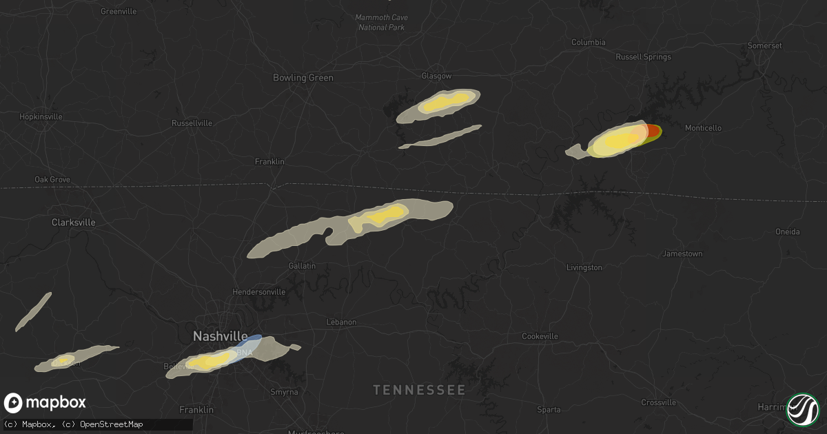 Hail map in Lafayette, TN on September 24, 2024