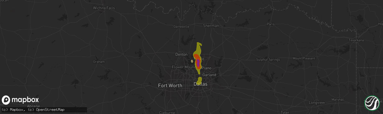 Hail map in Little Elm, TX on September 24, 2024