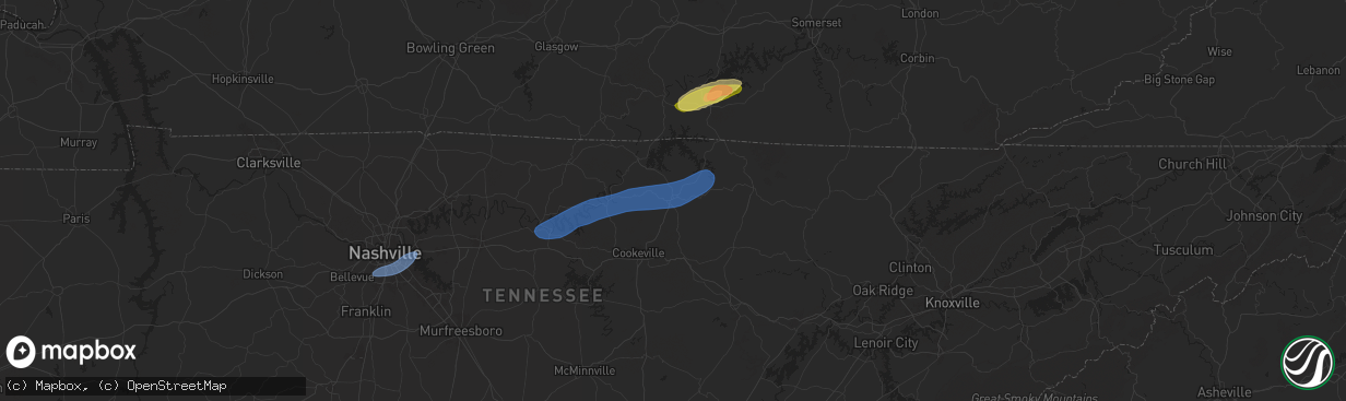 Hail map in Livingston, TN on September 24, 2024