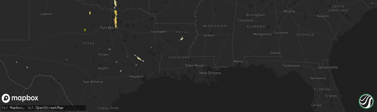 Hail map in Louisiana on September 24, 2024