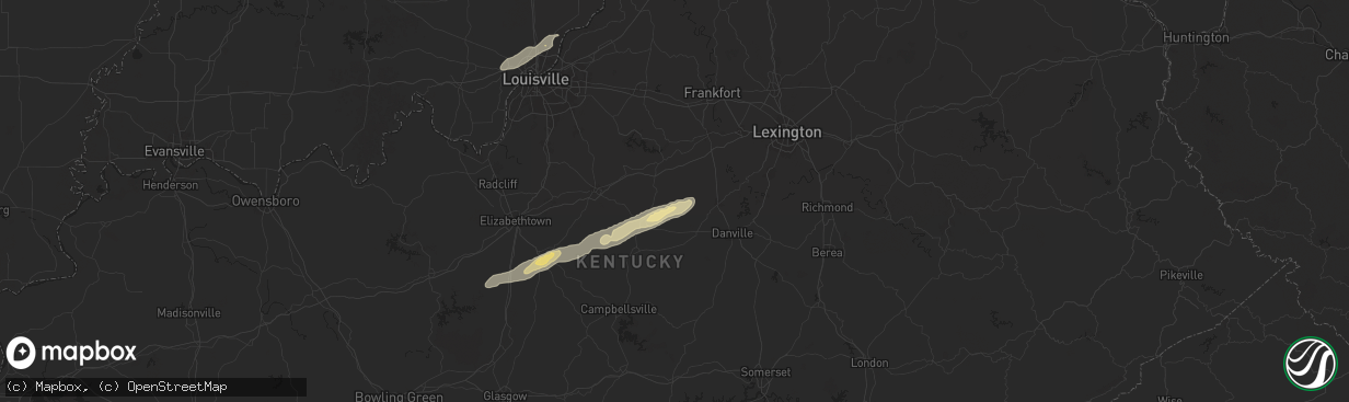 Hail map in Mackville, KY on September 24, 2024