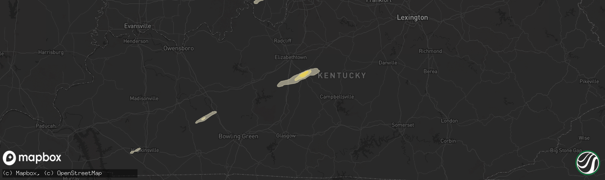 Hail map in Magnolia, KY on September 24, 2024