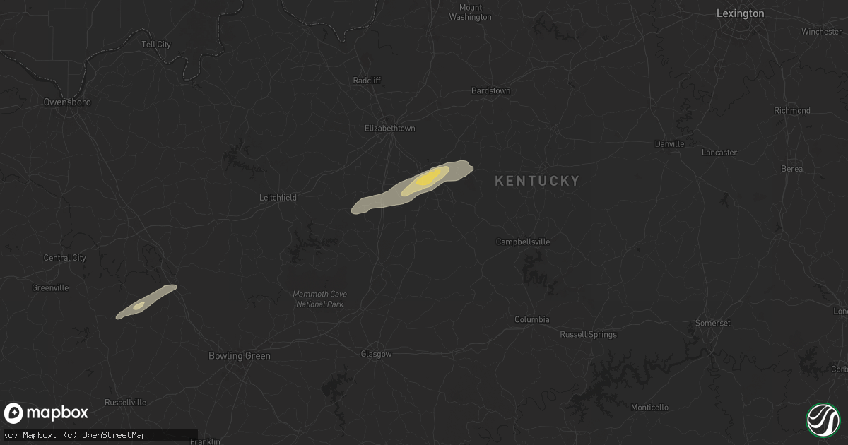Hail map in Magnolia, KY on September 24, 2024