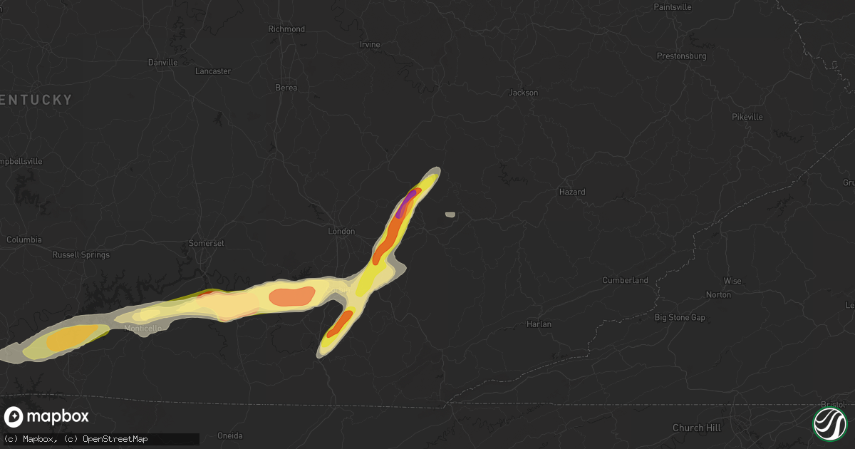 Hail map in Manchester, KY on September 24, 2024