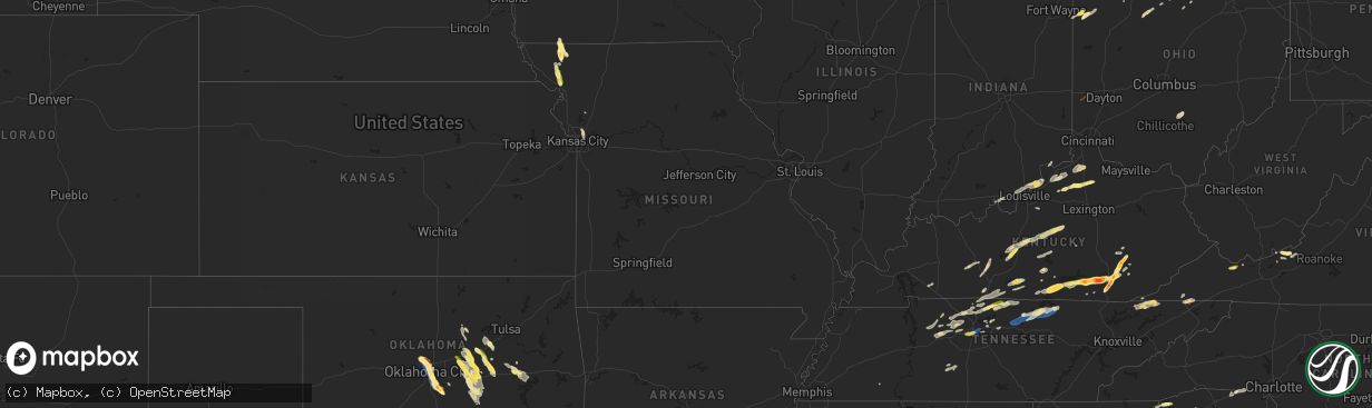 Hail map in Missouri on September 24, 2024