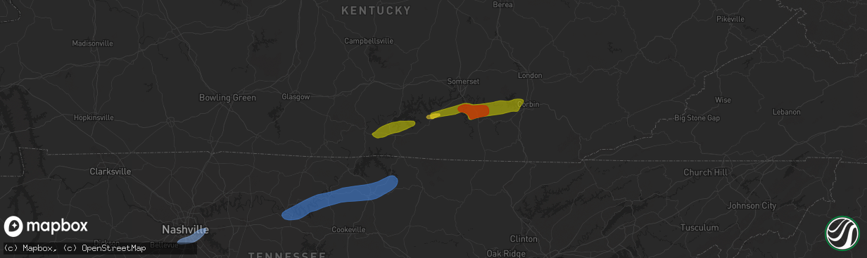 Hail map in Monticello, KY on September 24, 2024